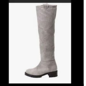 Ross & Snow Gray Elena Morning Dove Over The Knee Leather Shearling Boots Sz 10